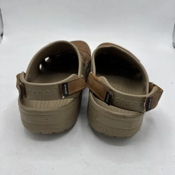 Crocs Yukon Vista Clogs Khaki Brown Leather Slip On Adjustable Men's 12 - Picture 4 of 8